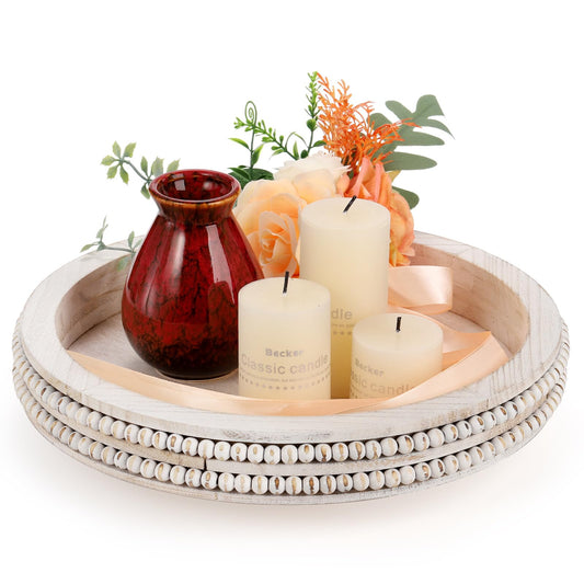 Lazy Susan Turntable Tray | Round Wooden Decorative Organiser